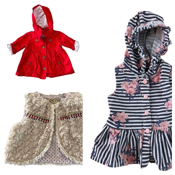Lot (3) Cynthia Rowley Oshkosh Vest Jacket Girls 12/ 12-18 Months Fleece - Picture 1 of 8